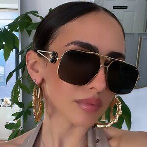 BRAND NEW Versace VE2269 100287 Gold Dark Grey Pilot Unisex Sunglasses VE 2269